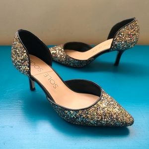Sole Society Glitter Sparkle Stiletto Heels Size 8 38.5